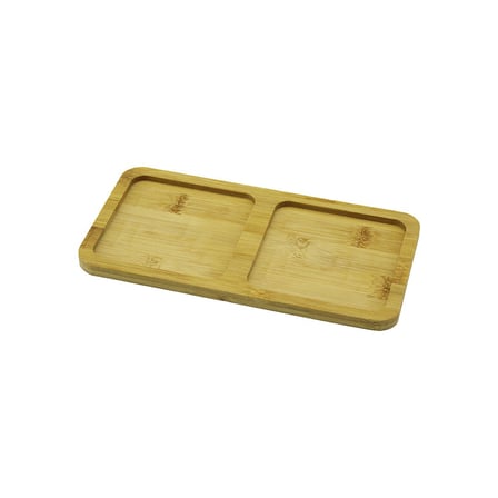 2 BÖLMELİ   DİKDÖRTGEN  AHŞAP BAMBU YAĞDANLIK ALTLIK  MİNİ TEPSİ   20X10X0.8CM (2)