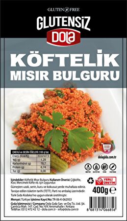 Dola Glutensiz Köftelik Mısır Bulguru 400 g 2 Adet