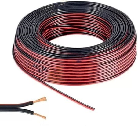 KG GROUP Kablo 2 X 0,75 Mm Bitişik Yassı Kordon Hoparlör Kablosu Siyah Bakır 5 Metre,Siyah