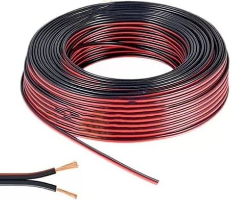 KG GROUP Kablo 2 X 0,75 Mm Bitişik Yassı Kordon Hoparlör Kablosu Siyah Bakır 5 Metre,Siyah