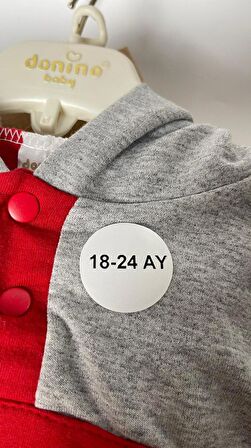 18-24 Ay Yazılı Beden Etiketi Yuvarlak Yapışkanlı 3x3 cm 150 Adet