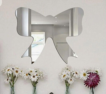 Şık Kurdele (Fiyonk) Şeklinde Pleksi Ayna Duvar Dekoru