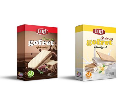 Dola Glutensiz Kakaolu ve Vanilyalı Gofret 100 gr 2 Adet Gluten Free