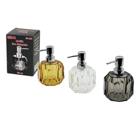 TOMBUL YUVARLAK - PRİZMA  ŞEFFAF - RENKLİ   AKRİLİK - MİKA KRİSTAL  SIVI SABUNLUK  180ML (2)