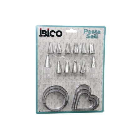 20PCS PASTA SÜSLEME UÇ SETİ= 12-METAL KURABİYE KALIP METAL=3-KALP - 3-YUVARLAK 2-UÇ TUTUCU PLS.ADAPT