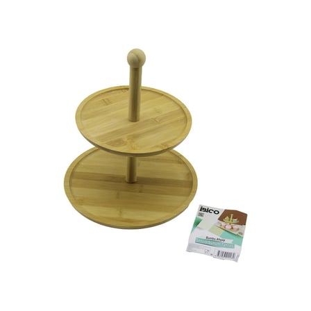 YUVARLAK  2 KATLI AHŞAP - BAMBU SERVİS SUNUM TAHTASI ÇAP: 20CM -- ÇAP:25CM (2)