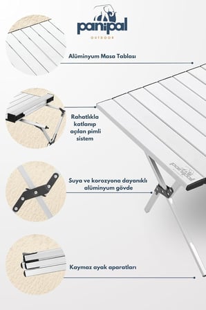 Alüminyum, Katlanabilir Kamp ve Piknik Masası, Omuz Askılı Taşıma Çantasıyla L