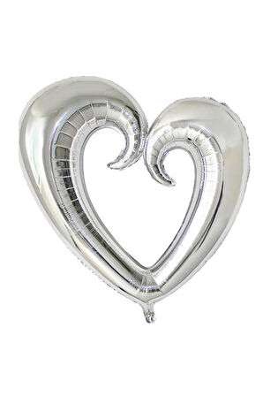 Folyo Balon Ortası Boş Kalp 100 Cm Helyum Uyumlu