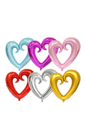 Folyo Balon Ortası Boş Kalp 100 Cm Helyum Uyumlu