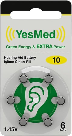 YesMed Extra Power 10 Numara İşitme Cihazı Pili (10 Paket x 6 Adet = 60 Adet Pil)