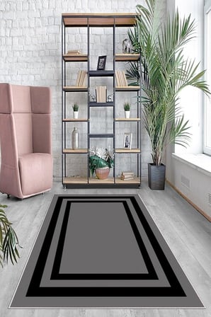 Pelangi Yeşil Çerçeve Osmanlı Motifler Yıkanabilir Kaymaz Taban Leke Tutmaz Modern Salon Halısı Ve Yolluk, Yeşil 80 x 200
