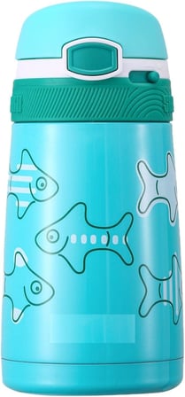 FiftyFifty Çocuk 350 Ml Pipetli Paslanmaz Çelik Termos Bpa İçermez 7 Renk Turkuaz