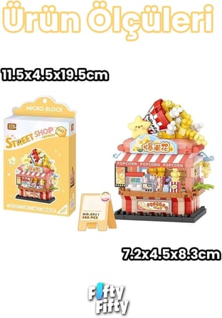 Loz Micro Block Serisi Popcorn Dükkanı 360 Parça Dekoratif Oyuncak Yapım Seti Yapı Blok FFLZ-8851