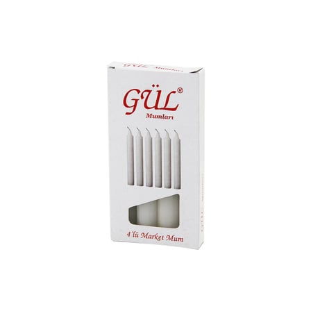 4PCS - İNCE   ÇAP=1.6CM - UZUNLUK=12CM   BEYAZ KLASİK  MARKET MUM (2)
