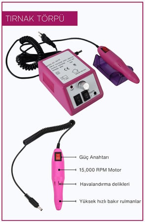 Protez Tırnak Freze Makinesi Manikür Pedikür Tırnak Törpü Cihazı Elektrikli 6 Başlık
