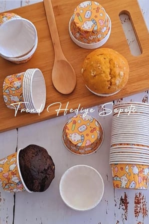 Cupcake Muffin Kalıbı, Kek Kapsülü, Tavşan Desenli 50'li