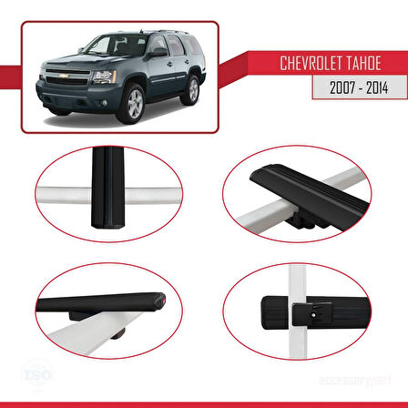Chevrolet Tahoe 3 2007-2014 Arası ile Uyumlu BASIC Model Ara Atkı Tavan Barı Siyah 2 Adet
