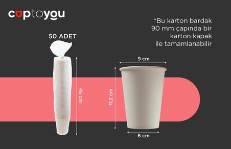 12 oz beyaz tek kullanımlık karton bardak 300 ml, kahve, çay, ofis, ev ve parti kullanımı için bardaklar - 50'li paket