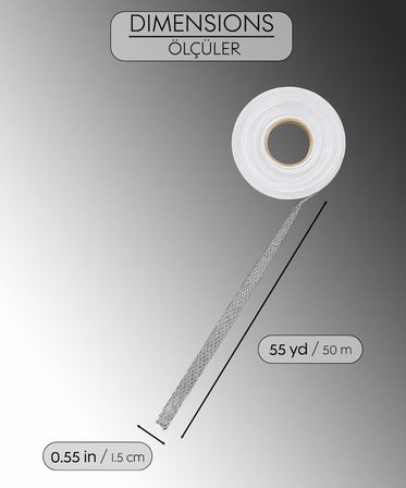 Perde Telası 1.5 cm x 50 m - Kalın Paça Kot Denim Telası - Çift Taraflı Yapışkan Tela - Amerikan Tela - Dikiş Nakış Telası (Beyaz)