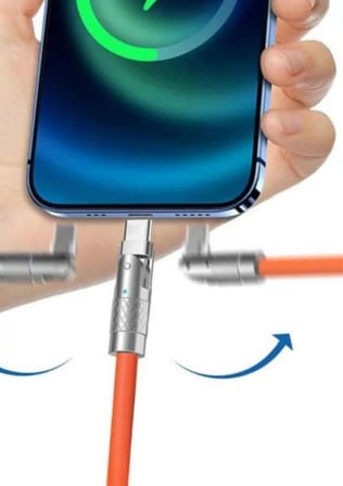 Iphone 180 Derece Lightning Dönebilen Şarj Kablosu Oynar Başlıklı Metal Uçlu (1.2m)
