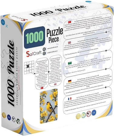 1000 Parça Puzzle, Sarı Çiçekler ve Kuş Temalı