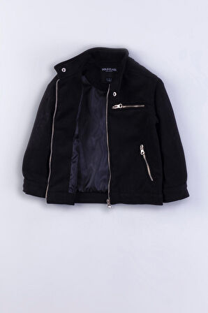 Cepli Fermuarlı Erkek Çocuk Süet Ceket