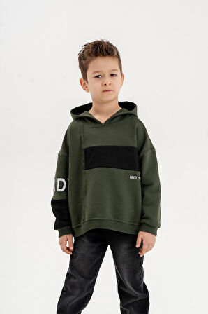 Kapüşonlu Ribanalı %100 Pamuk Üç İplik Erkek Çocuk Sweatshirt