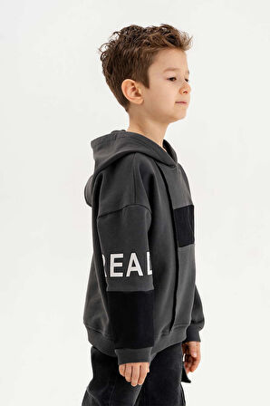 Kapüşonlu Ribanalı %100 Pamuk Üç İplik Erkek Çocuk Sweatshirt