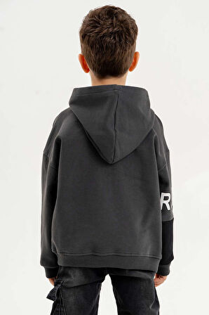 Kapüşonlu Ribanalı %100 Pamuk Üç İplik Erkek Çocuk Sweatshirt