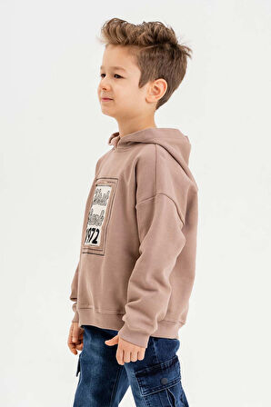 Kapüşonlu %100 Pamuk 3 İplik Erkek Çocuk Sweatshirt