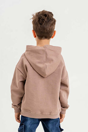 Kapüşonlu %100 Pamuk 3 İplik Erkek Çocuk Sweatshirt