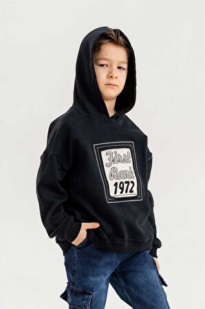 Kapüşonlu %100 Pamuk 3 İplik Erkek Çocuk Sweatshirt