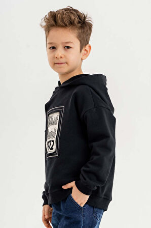 Kapüşonlu %100 Pamuk 3 İplik Erkek Çocuk Sweatshirt