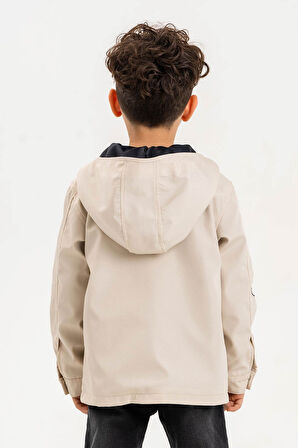 Kapüşonlu Fermuarlı Nakış Süslemeli Su Geçirmez Erkek Çocuk Ceket