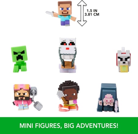 Mattel oyuncak seti ve 7 mini aksiyon figürü, Bir Filmi'nden ilham alan Mini Mode Çoklu Paket, Steve ve 3 özel karakter, JFM37