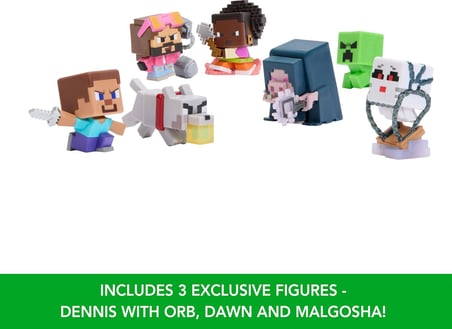 Mattel oyuncak seti ve 7 mini aksiyon figürü, Bir Filmi'nden ilham alan Mini Mode Çoklu Paket, Steve ve 3 özel karakter, JFM37