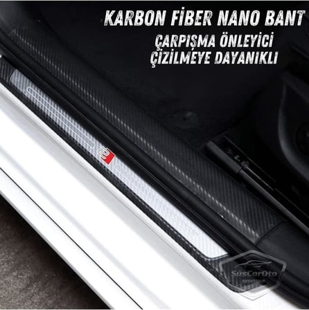Araç İçi 3D Şeffaf Karbon Kapı Eşik Bandı Arka Tampon Eşiği Koruma Folyosu Yapışkanlı İthal 5 Metre