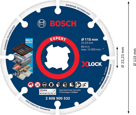 1x EXPERT Diamond Metal Wheel X-LOCK Kesme Diski 115 mm (Dökme demir, Paslanmaz çelik, Çelik, Demir içermeyen metalle, Ø 115 mm, Aksesuar Küçük Avuç Taşlama Makinesi)