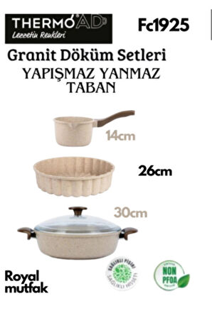 Thermoad 3'Lü Vizon Set (Sosluk&Sütlük-Tart Kalıbı-30 Cm Karnıyarık Tenceresi)