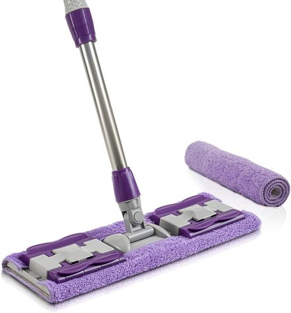 Yedek Mikrofiber Bezli Mandallı Mop, Sıkıştırmalı, Uzayabilir Teleskopik Saplı, 360 Derece Dönebilir Zemin ve Duvar Temizlik Mopu