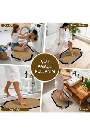 Banyo Paspası, Yumuşak Banyo Halısı, Kaymaz Dot Tabanlı, Yıkanabilir - 60x100