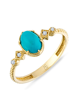 Burgu Kol Altın Firuze Taşlı Yüzük