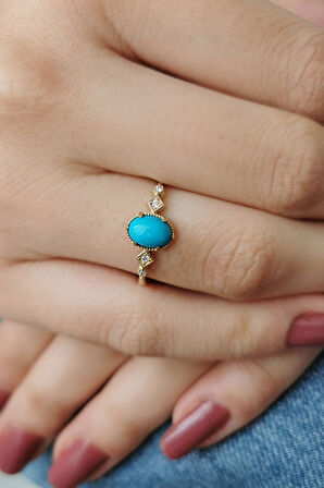 Burgu Kol Altın Firuze Taşlı Yüzük