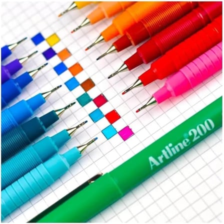 200 Fineliner 0.4 mm İnce Uçlu Yazı ve Çizim Kalemi, 10 Renk Set