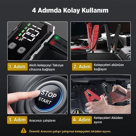 F11 15800mAh 2000A Akü Takviye Cihazı Taşınabilir Jump Starter (Powerbank+Led Lamba+LCD Ekran)