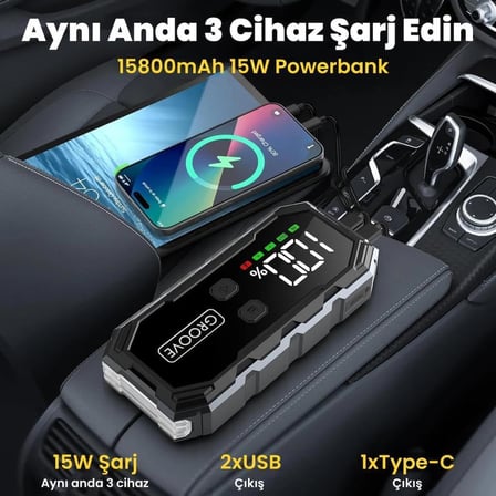 F11 15800mAh 2000A Akü Takviye Cihazı Taşınabilir Jump Starter (Powerbank+Led Lamba+LCD Ekran)