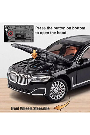 BMW 760 Araba BMW 7 Serisi Araba 1:24 Diecast Metal Model Araba Koleksiyon Araba Sesli Işıklı