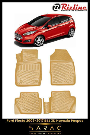 Rizline Ford Fiesta 2009 Model BEJ 3D Havuzlu Paspas