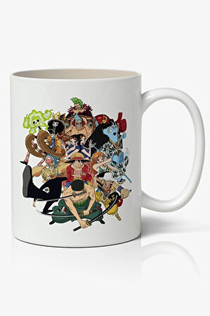 One Piece Karakterler Anime Temalı Beyaz Kupa Bardak Sevgiliye Arkadaşa Hediye