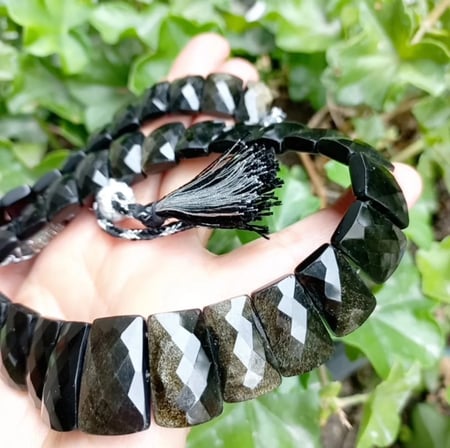 2877 Hindistan Altın Obsidyen el yapımı kolye